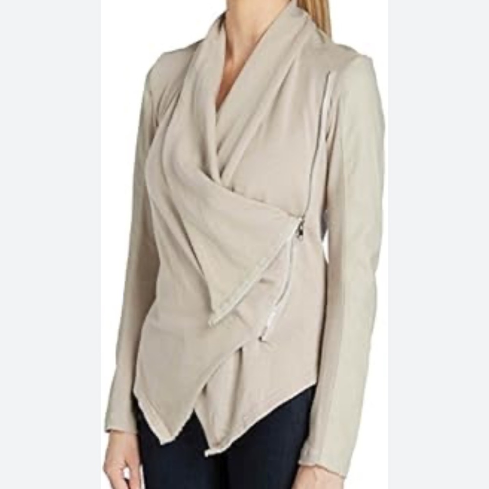 Vigoss Vegan Suede Draped Front Moto Jacket Size S